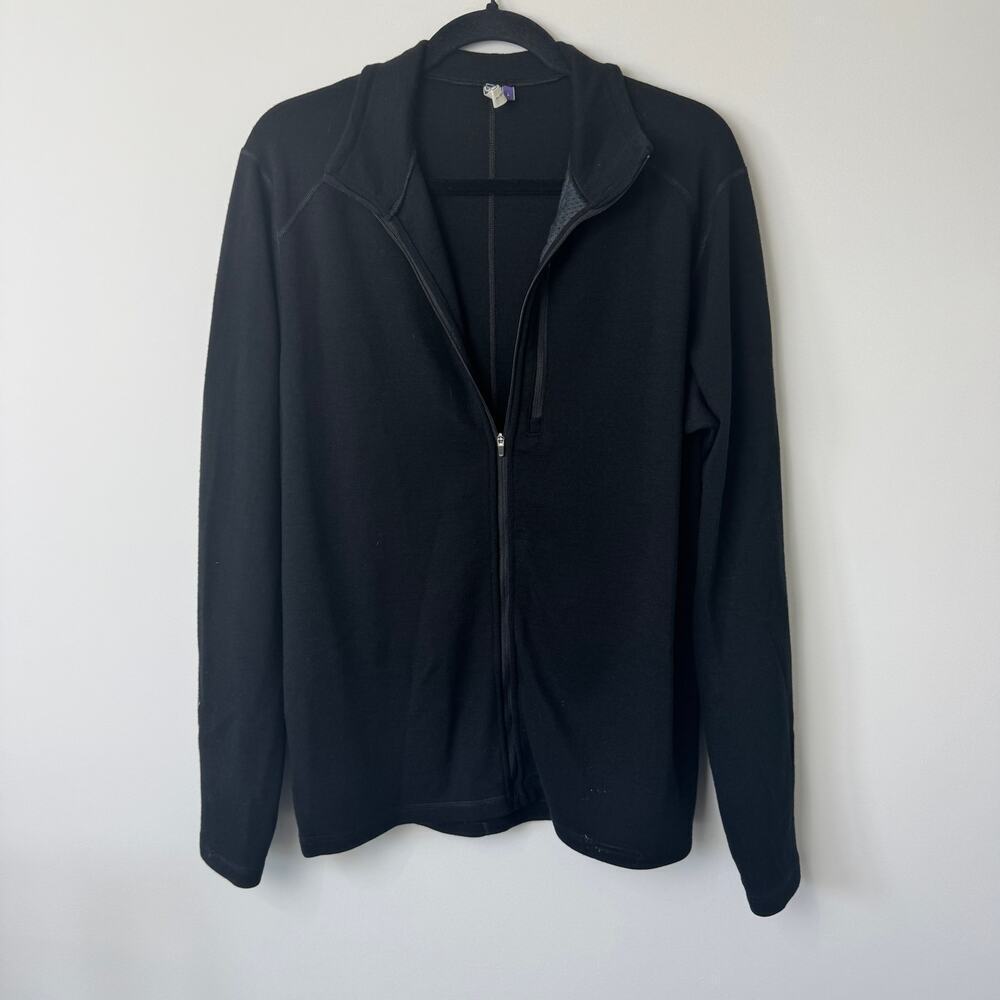 Ibex Men's Black Merino Wool Full Zip Jacket - Large